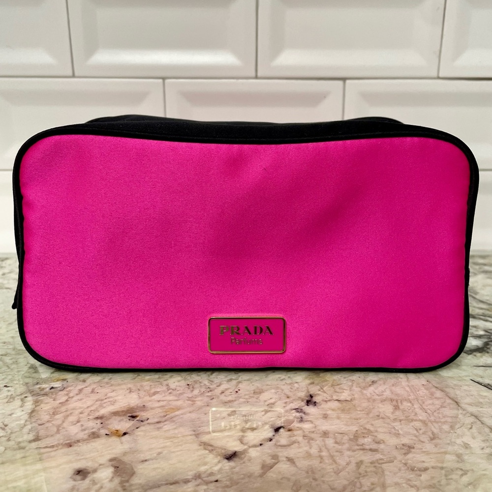Vintage Prada Candy Parfums Black Pink Cosmetic Makeup Toiletry Travel Pouch Bag